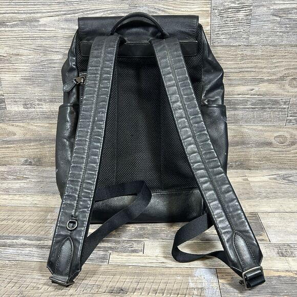 COACH MEN’S LEATHER TRACK BACKPACK - C2710 BLACK - Picture 6 of 11